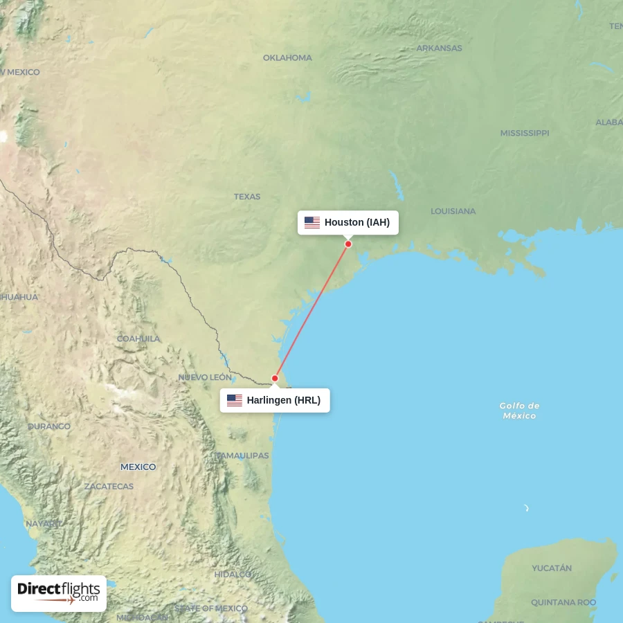 HRL - IAH route map