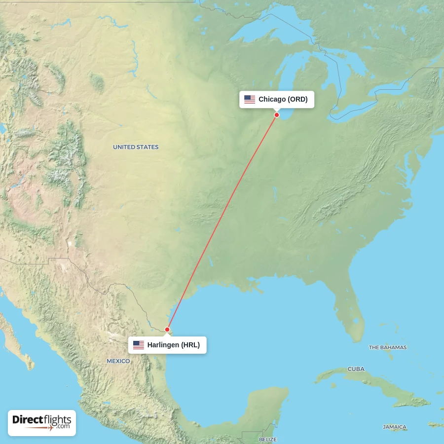 HRL - ORD route map