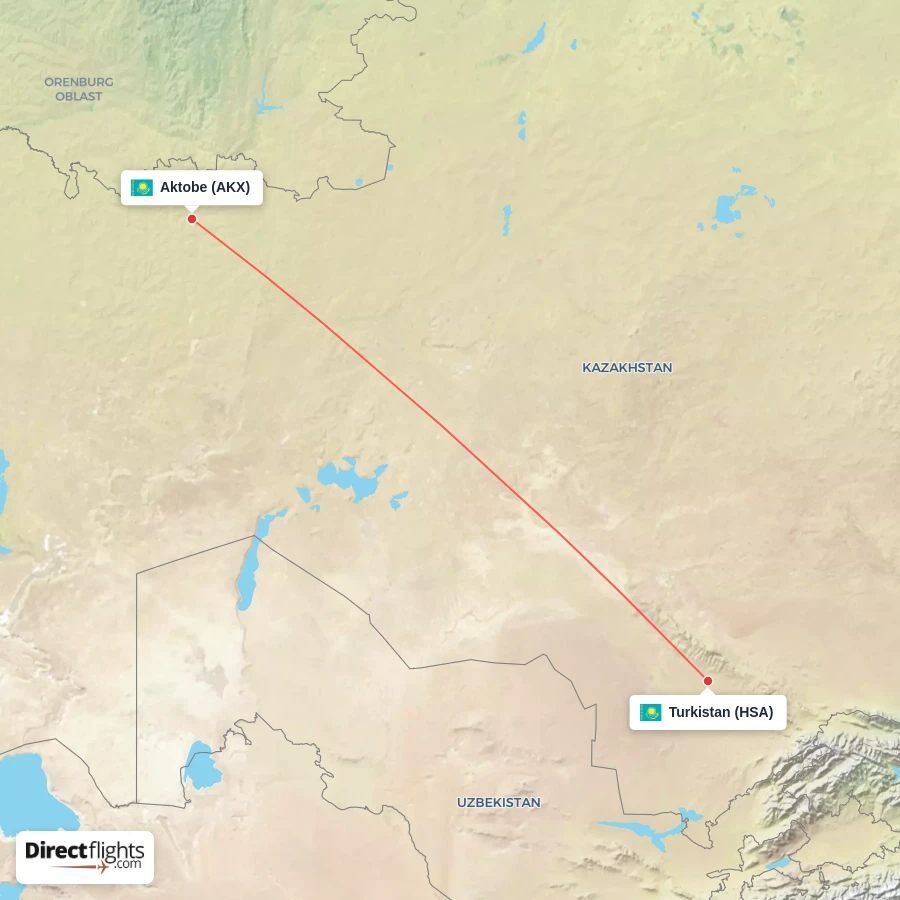 HSA - AKX route map