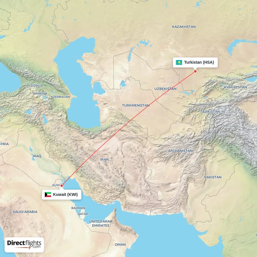 HSA - KWI route map