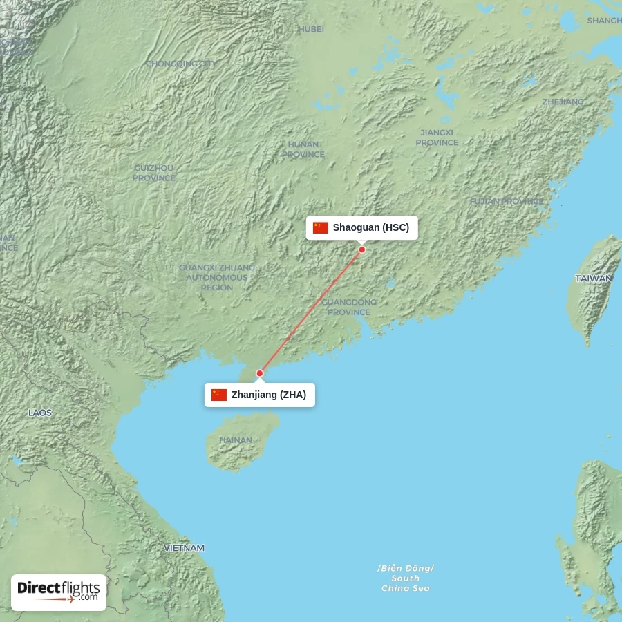 HSC - ZHA route map