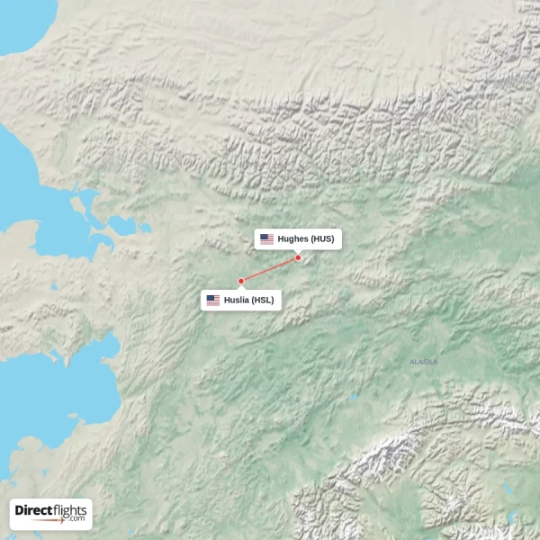 Huslia - Hughes direct flight map