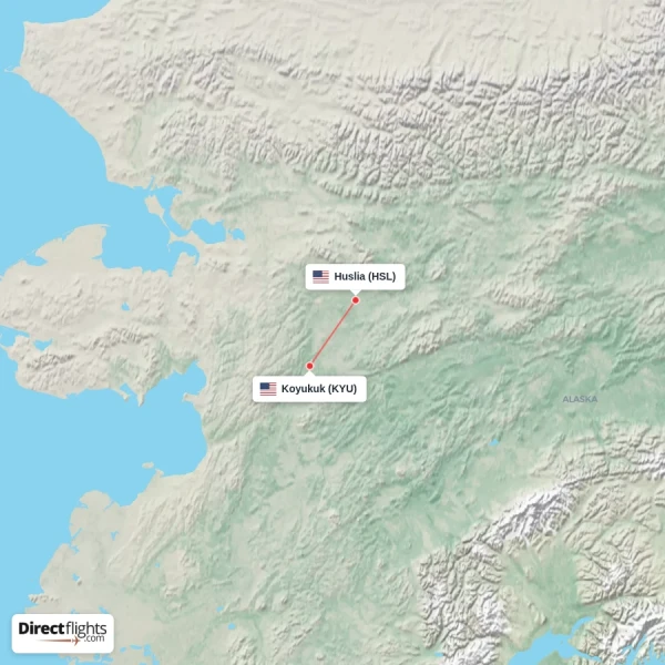 Huslia - Koyukuk direct flight map