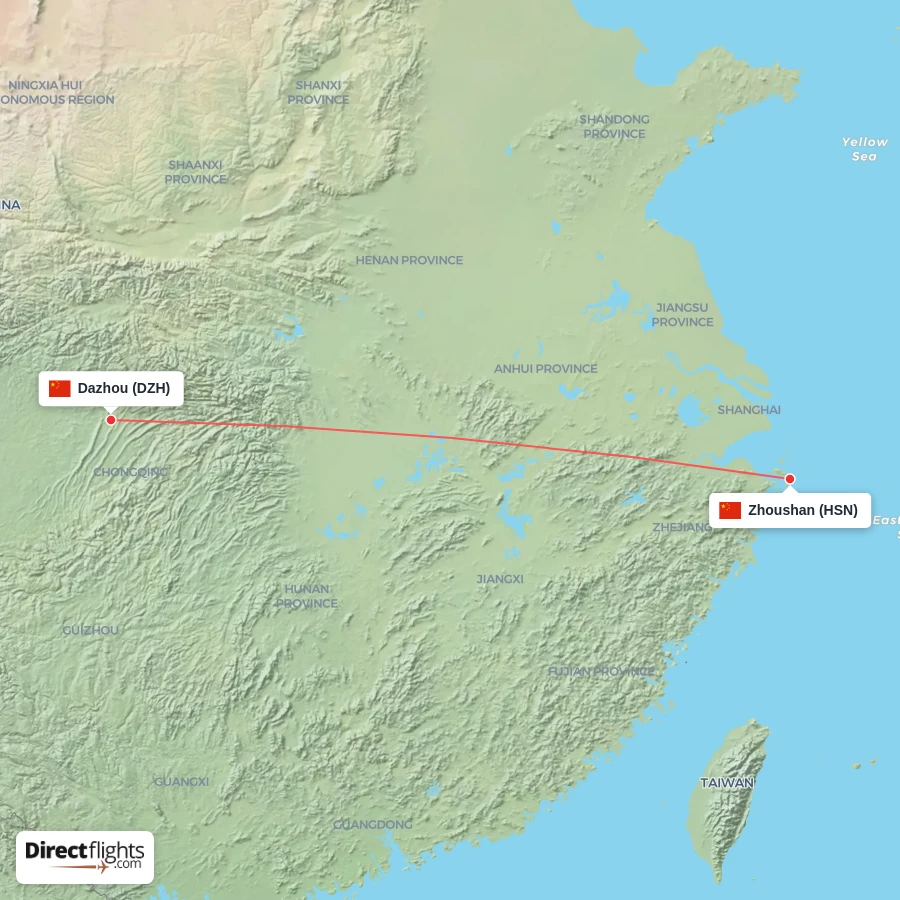 HSN - DZH route map