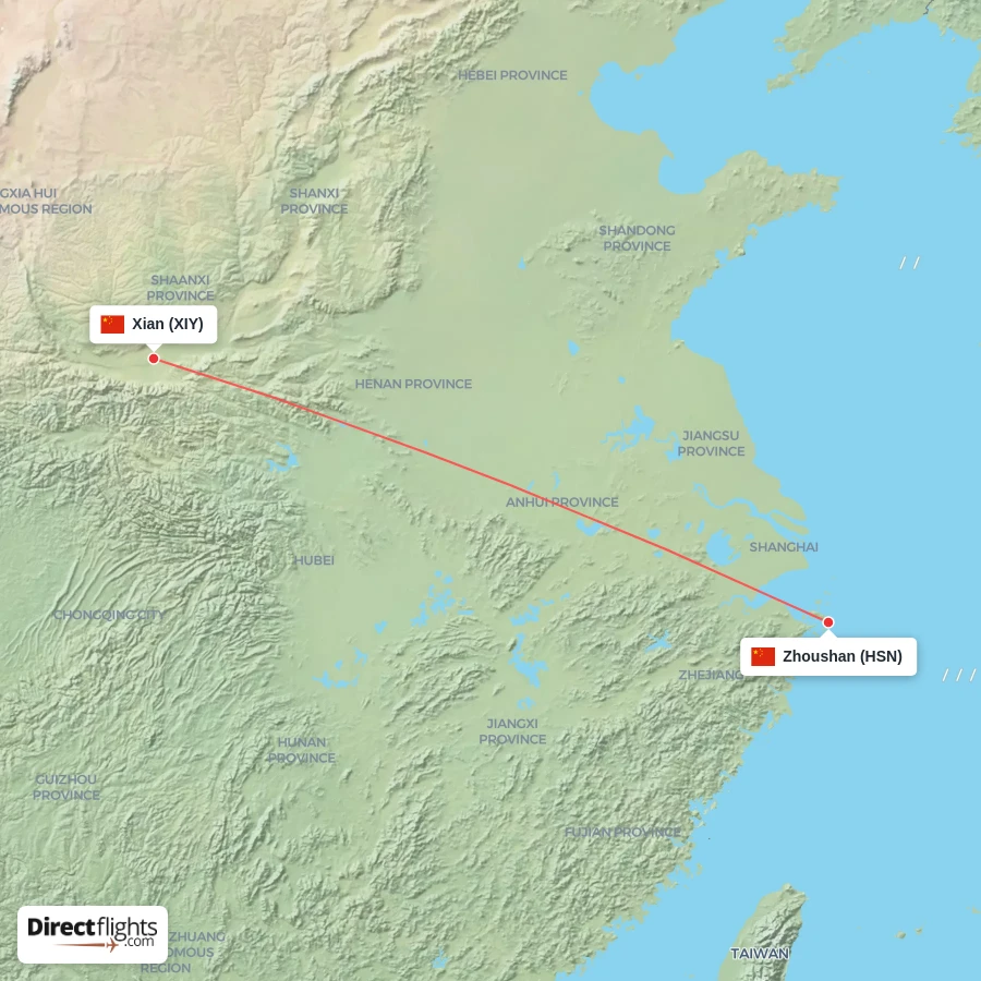 HSN - XIY route map