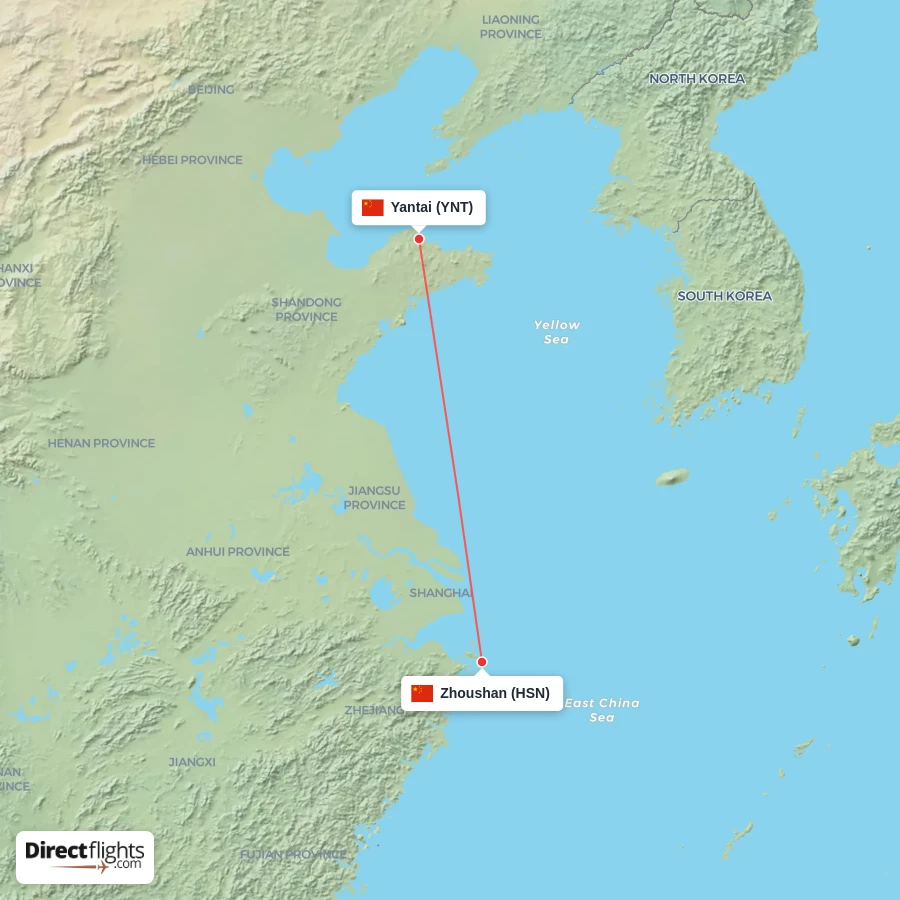HSN - YNT route map