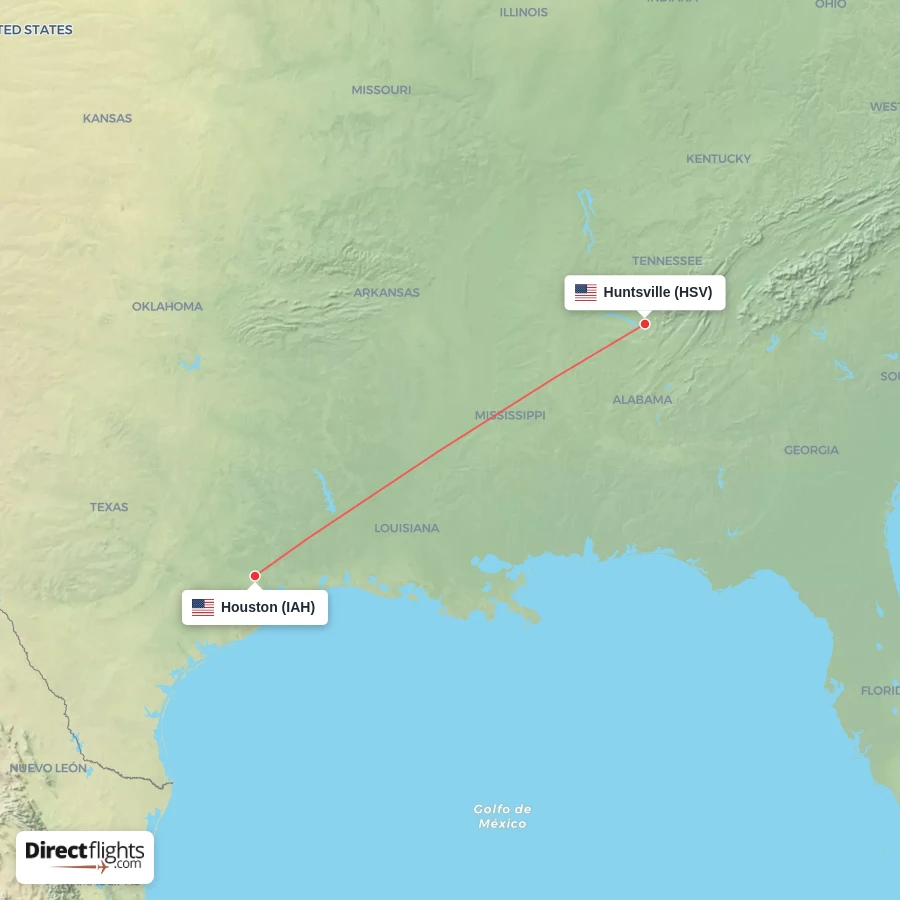 HSV - IAH route map