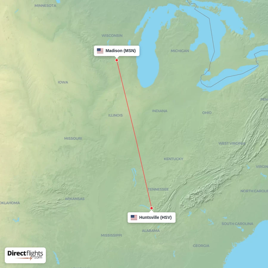 HSV - MSN route map