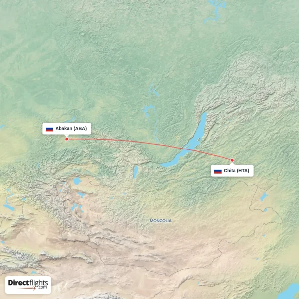 Chita - Abakan direct flight map
