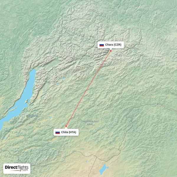 Chita - Chara direct flight map