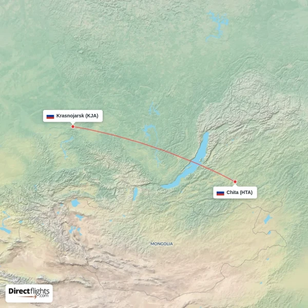 Chita - Krasnojarsk direct flight map