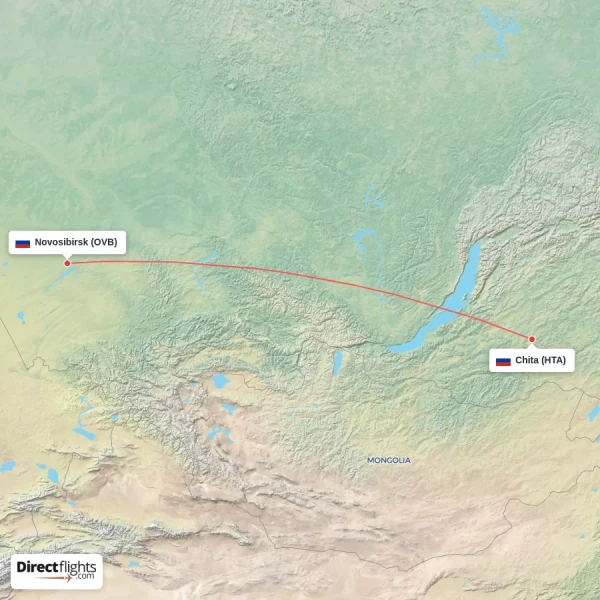 Chita - Novosibirsk direct flight map