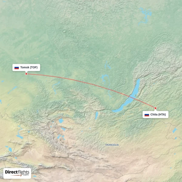 Chita - Tomsk direct flight map