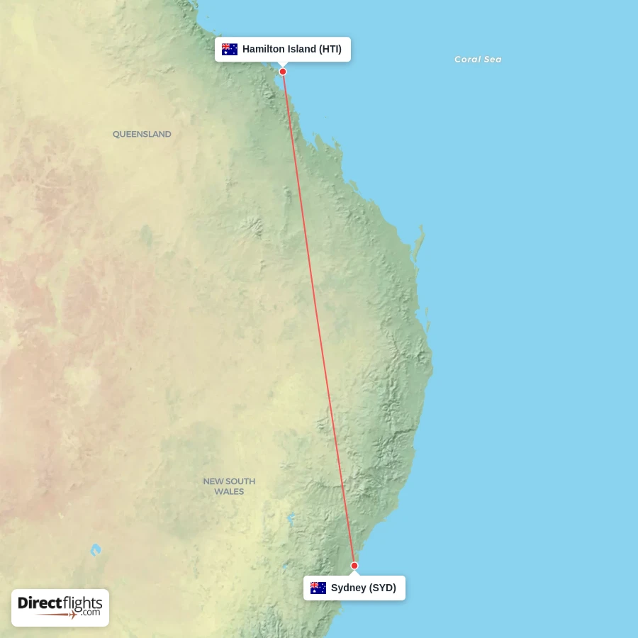 HTI - SYD route map