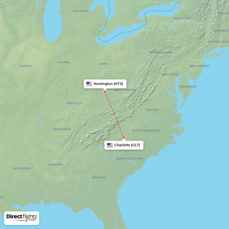 HTS - CLT route map