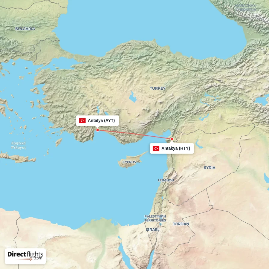 HTY - AYT route map