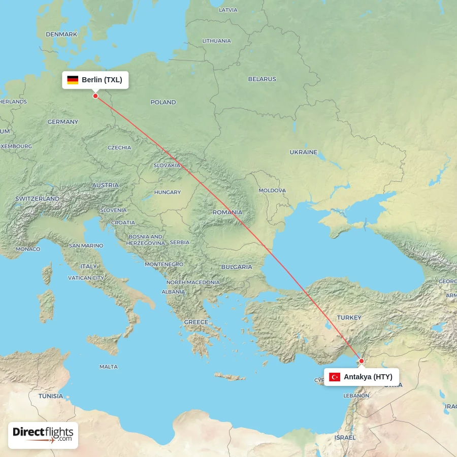 HTY - TXL route map