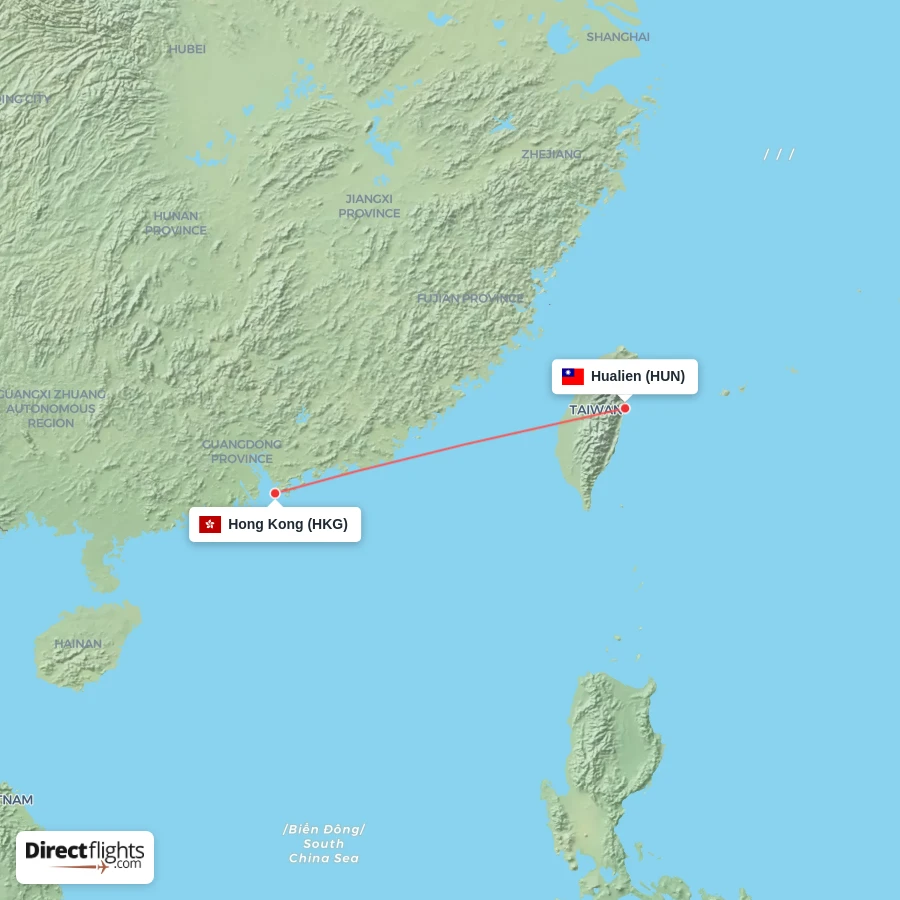 HUN - HKG route map