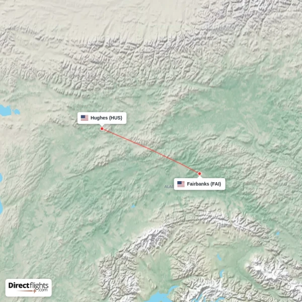 Hughes - Fairbanks direct flight map