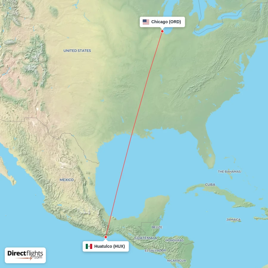 HUX - ORD route map