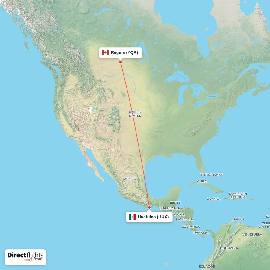 HUX - YQR route map