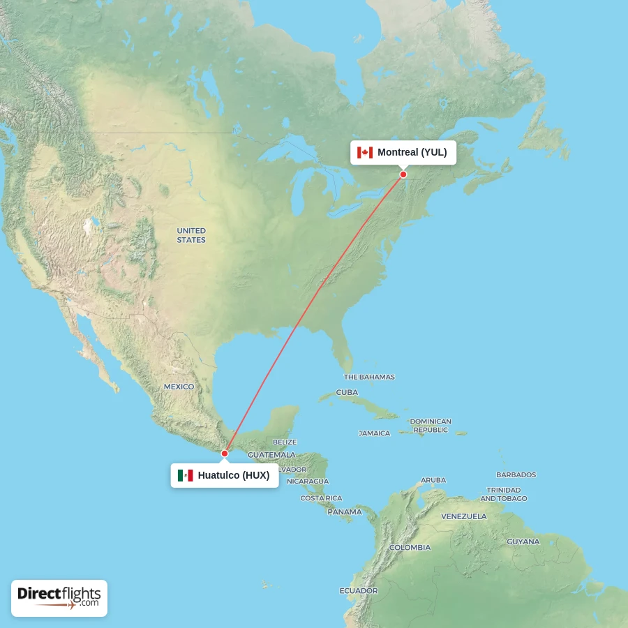 HUX - YUL route map