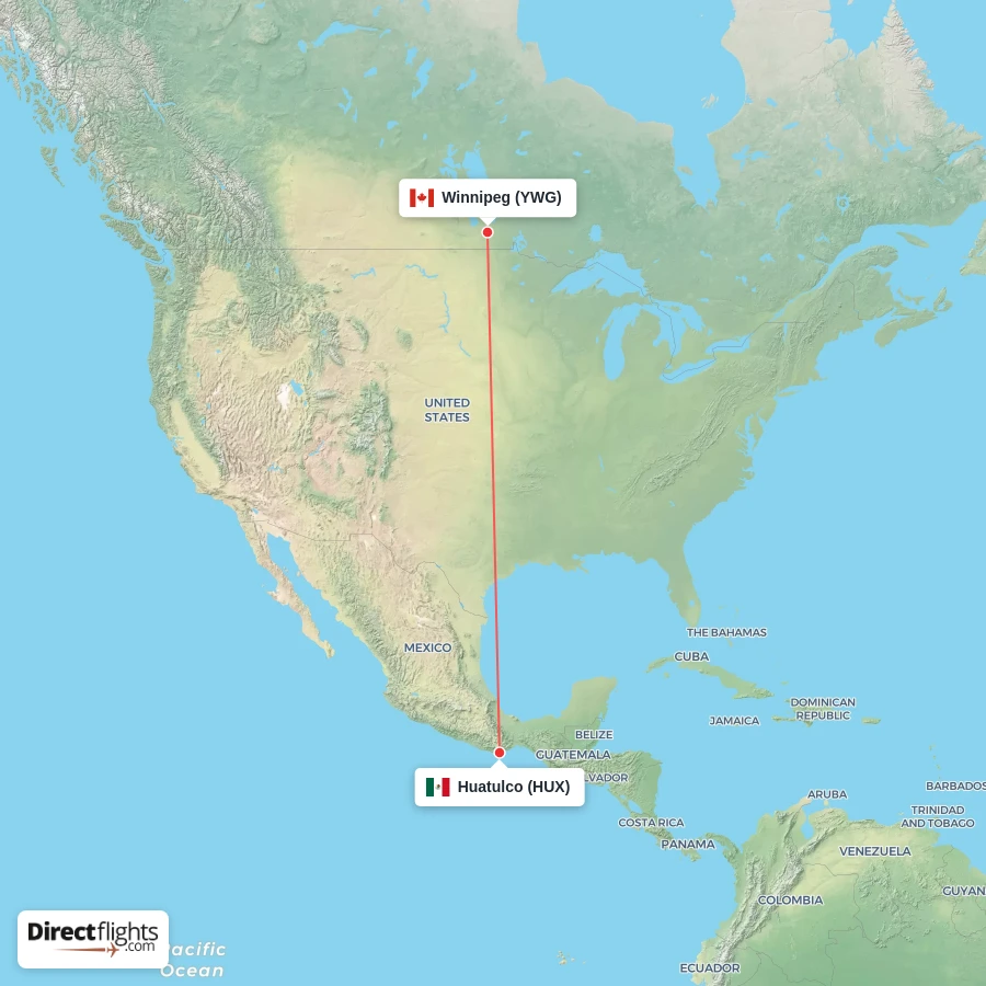 HUX - YWG route map