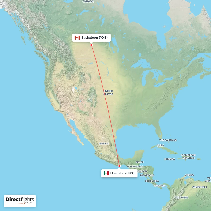 HUX - YXE route map