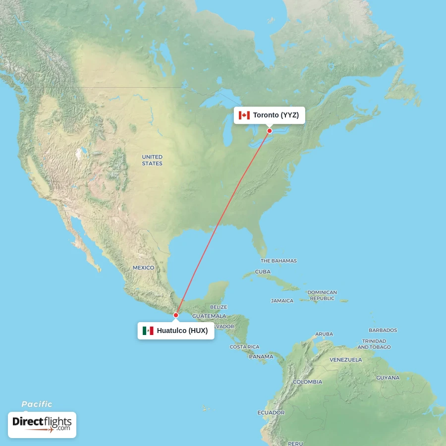 HUX - YYZ route map