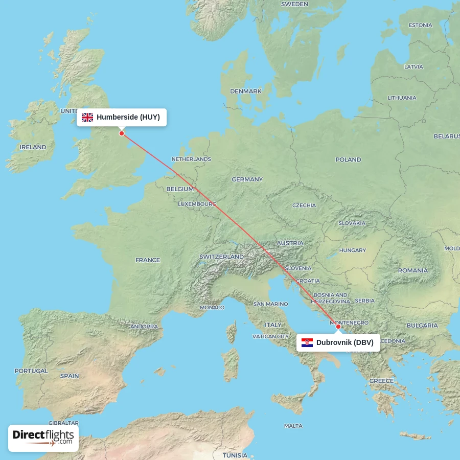 HUY - DBV route map