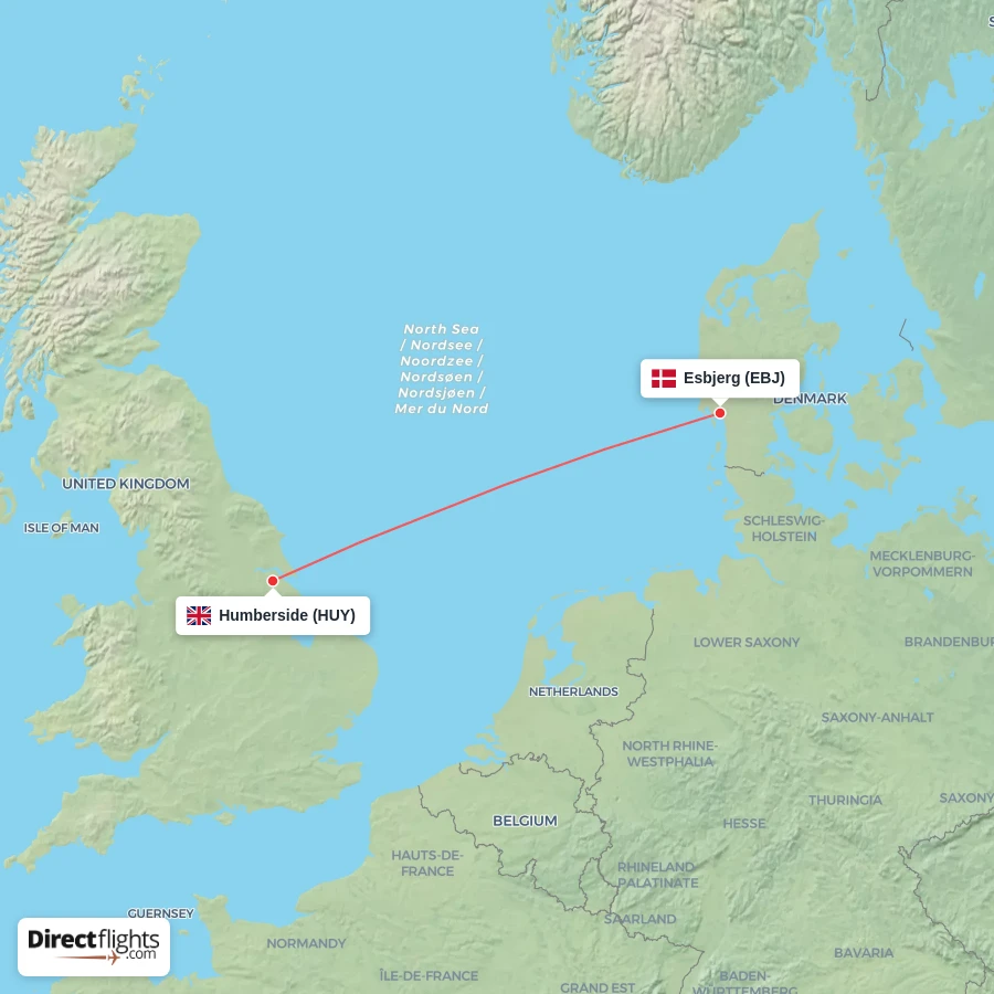 HUY - EBJ route map