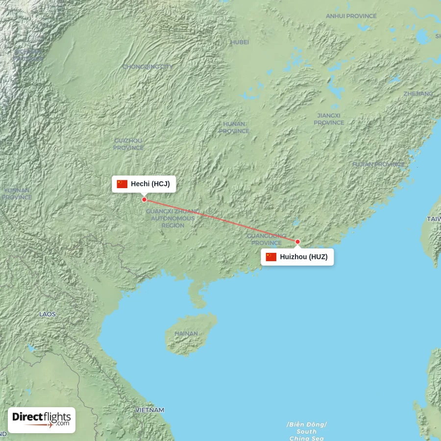 HUZ - HCJ route map