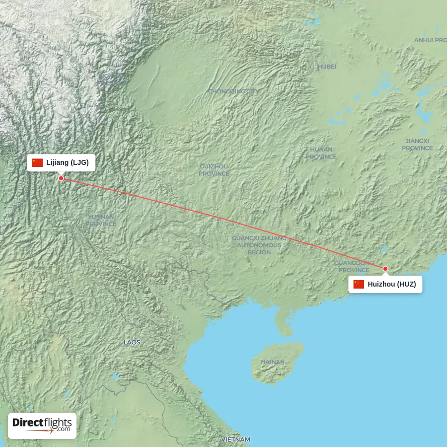 HUZ - LJG route map