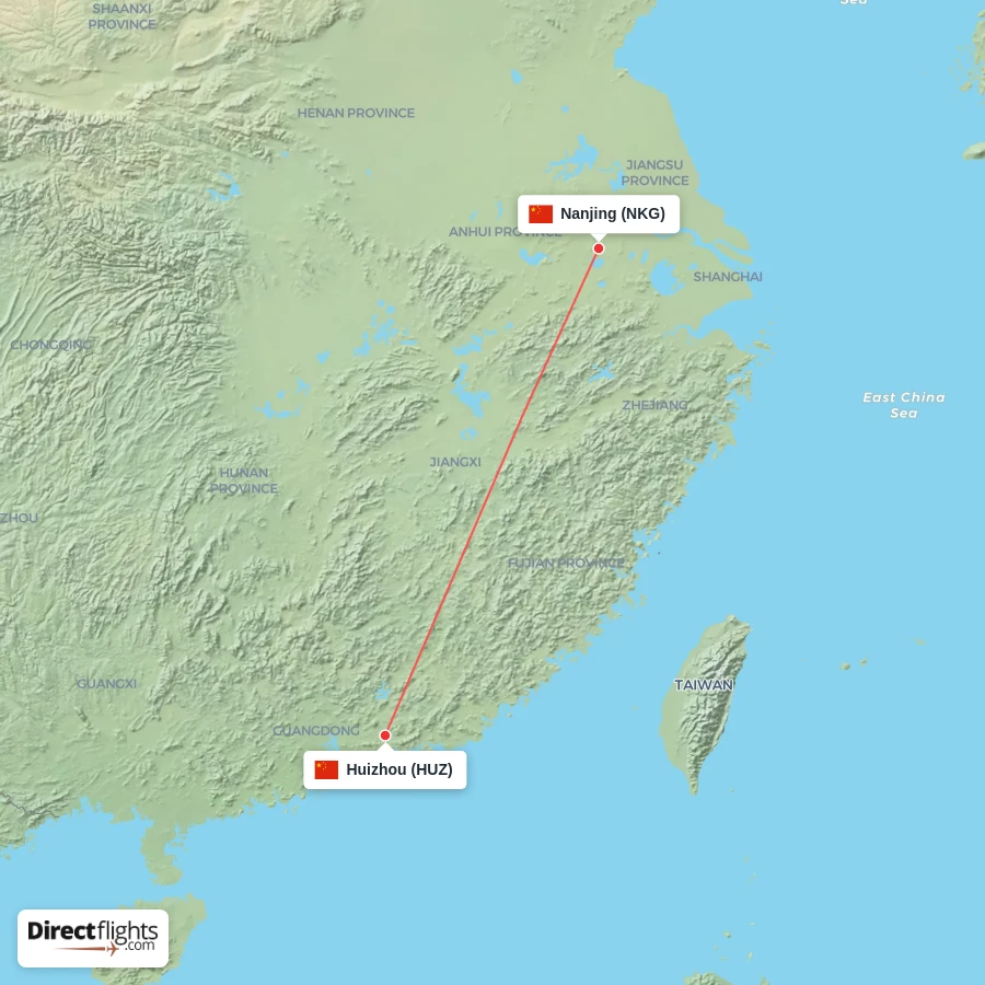 HUZ - NKG route map