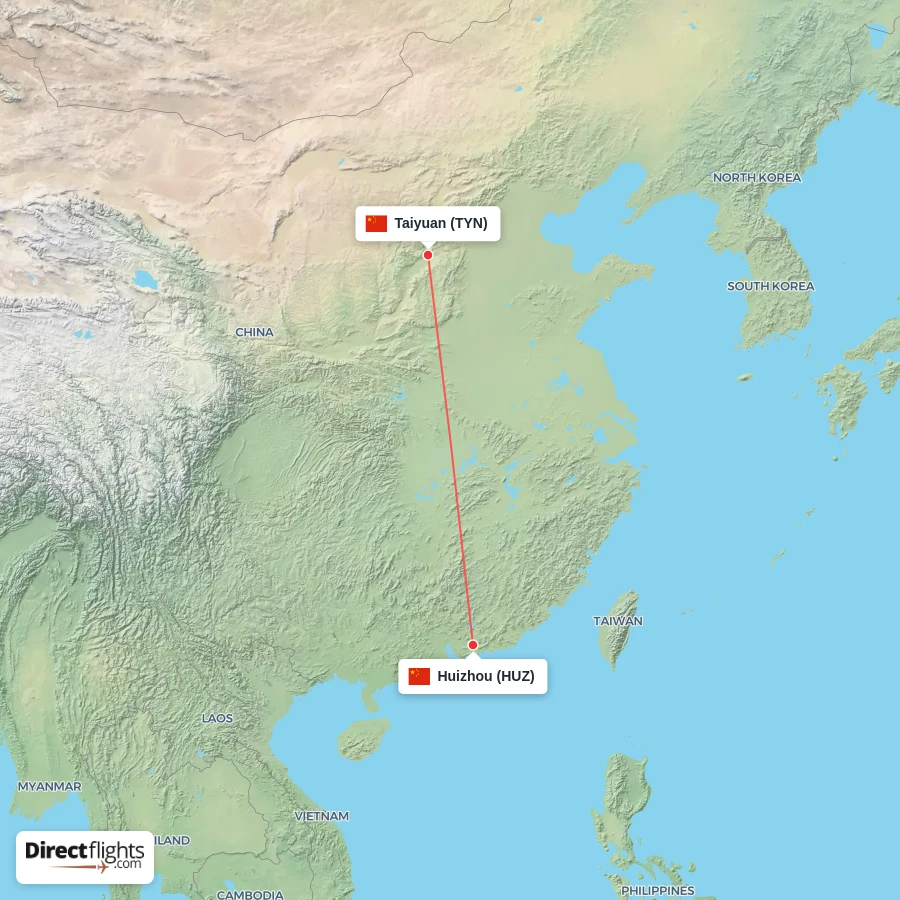 HUZ - TYN route map