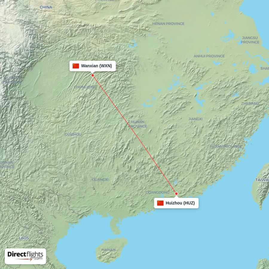 HUZ - WXN route map