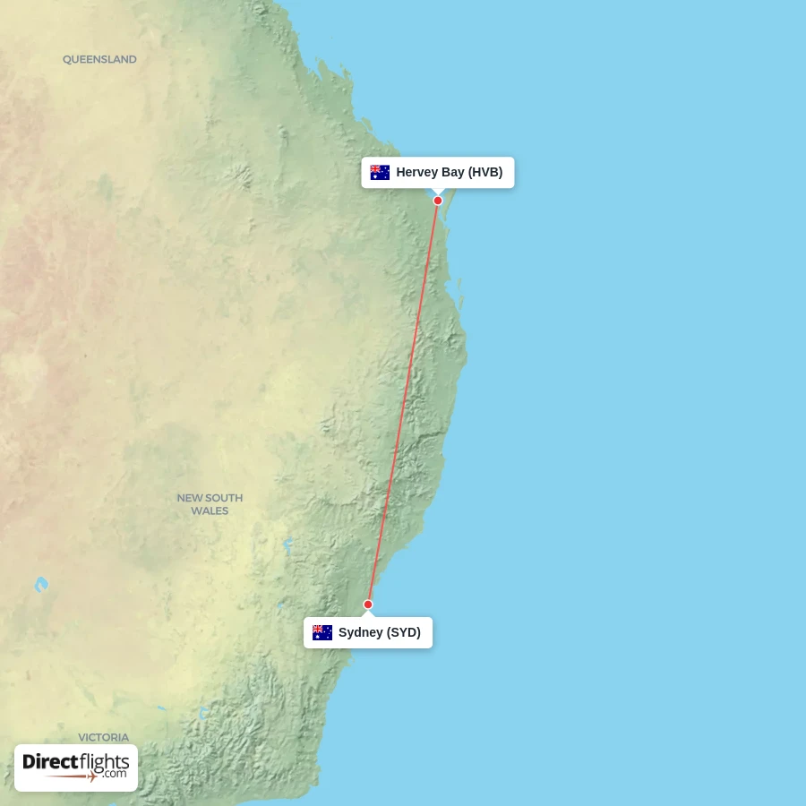 HVB - SYD route map