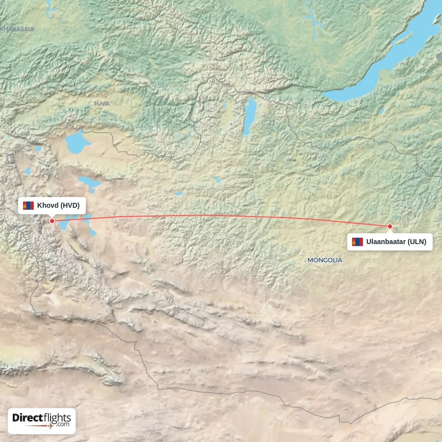 HVD - ULN route map
