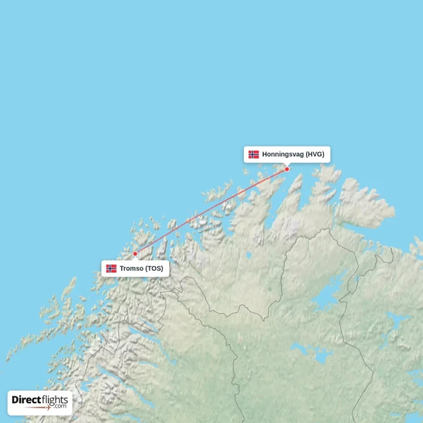 Honningsvag - Tromso direct flight map