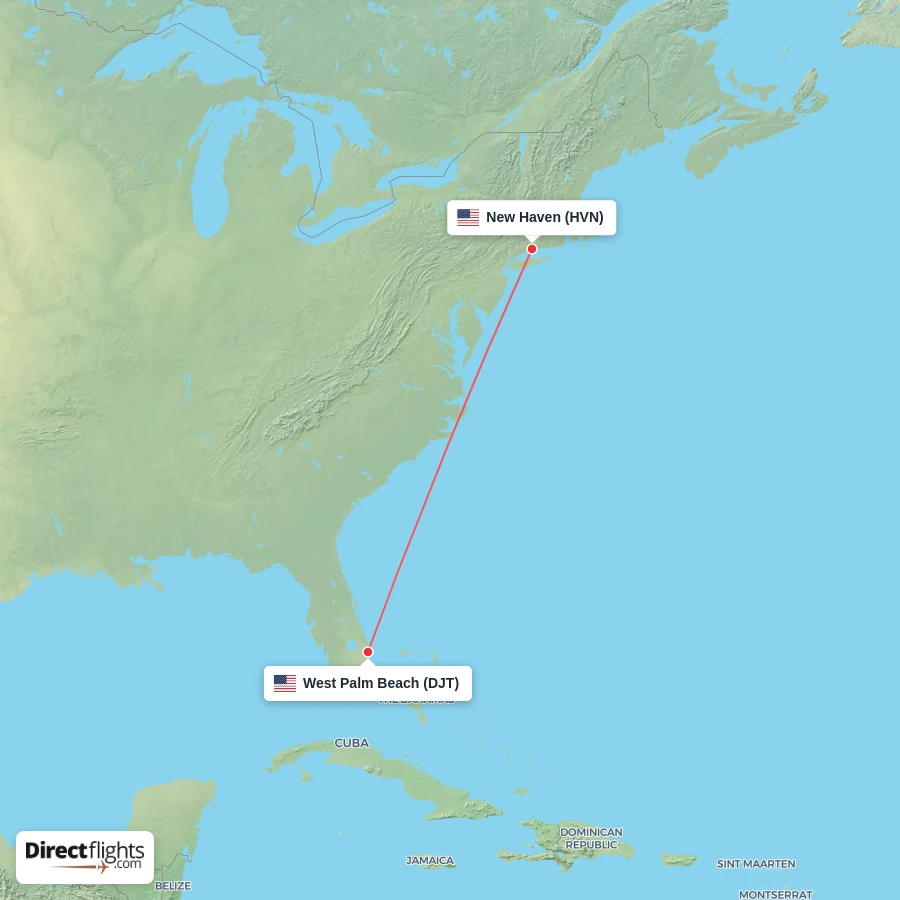 HVN - DJT route map