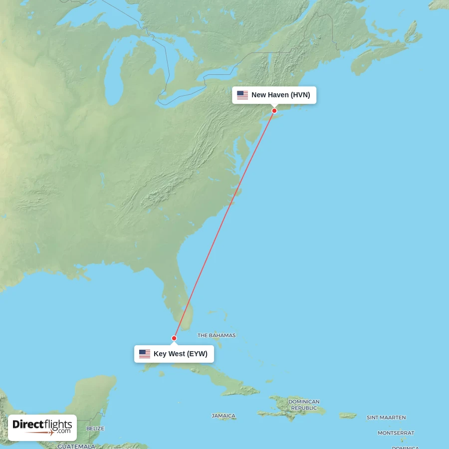 HVN - EYW route map