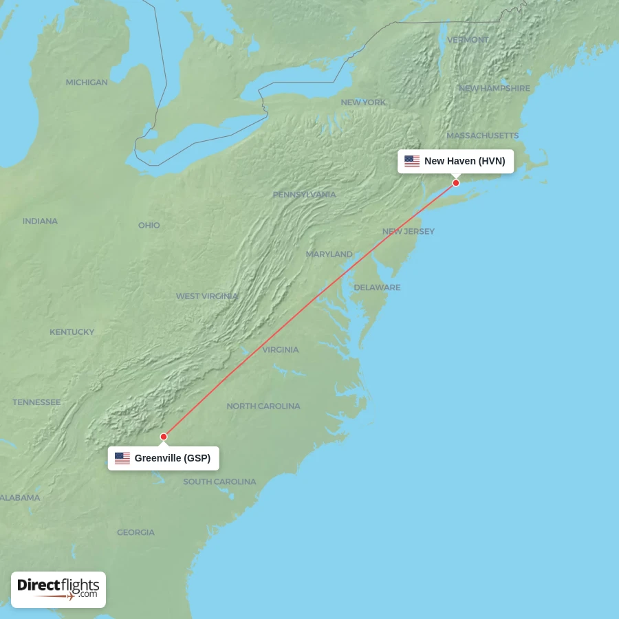 HVN - GSP route map