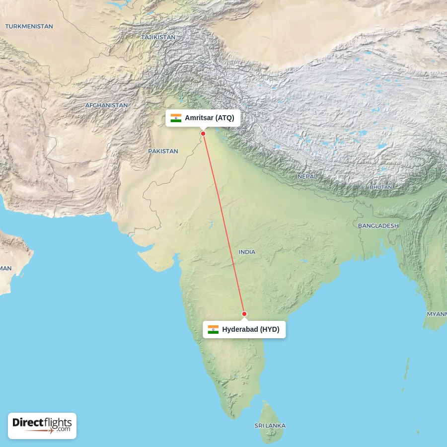 HYD - ATQ route map