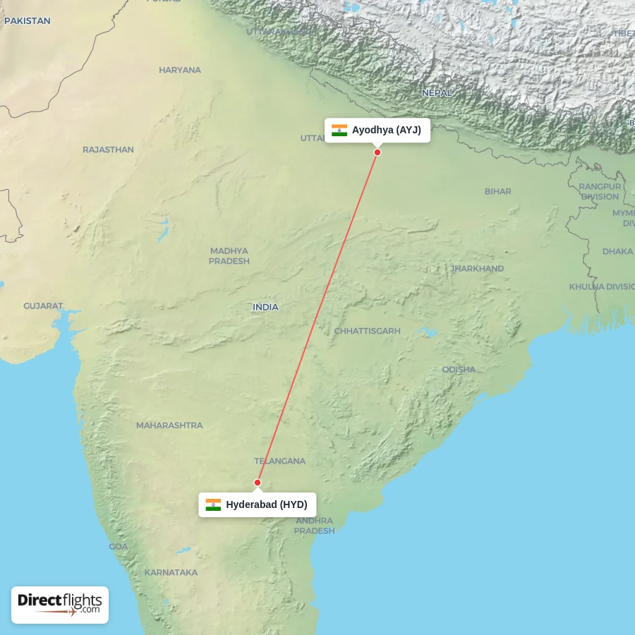 HYD - AYJ route map