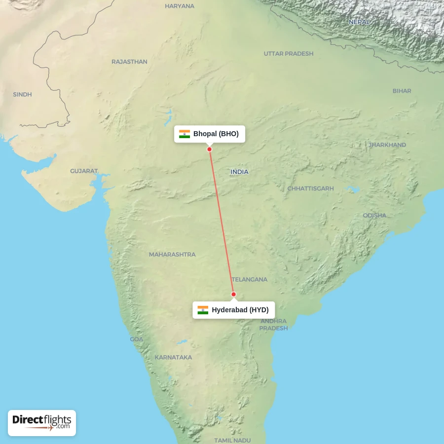 HYD - BHO route map