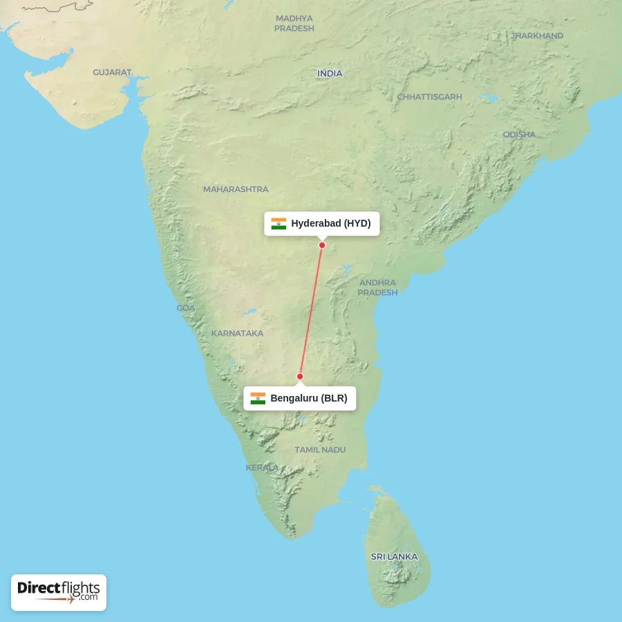HYD - BLR route map