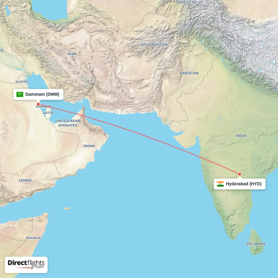 HYD - DMM route map
