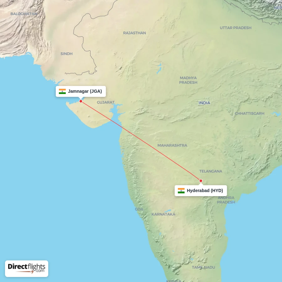 HYD - JGA route map