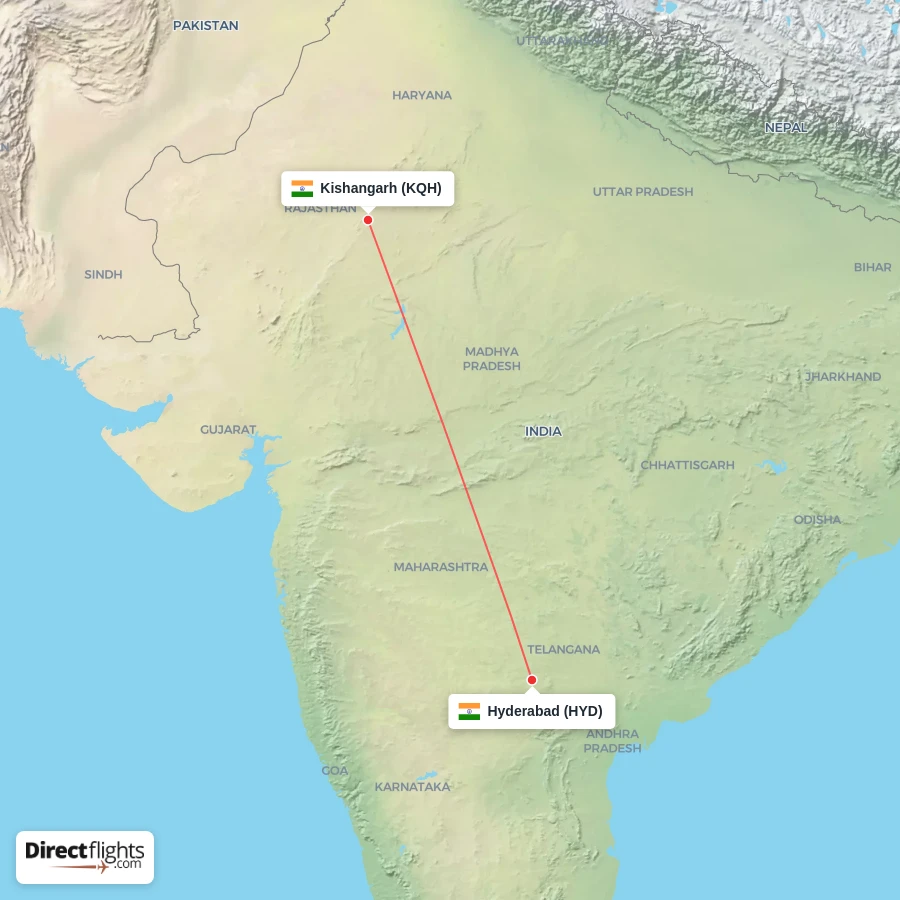 HYD - KQH route map