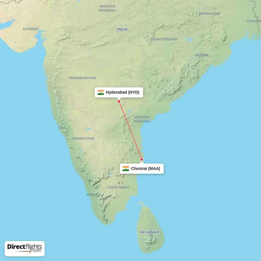 HYD - MAA route map